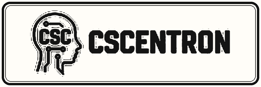 Black-and-white CSCentron stamp wordmark